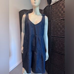 Derek heart chambray sleeveless tierd ruffle detail shoulder bows summer dress1x